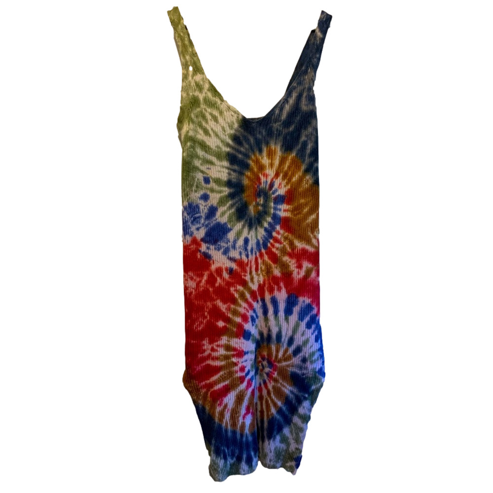 🌈 Jolie & Joy Ribbed Tie Dye Midi Dress 3X | Boho Sleeveless Plus Size Sundress
